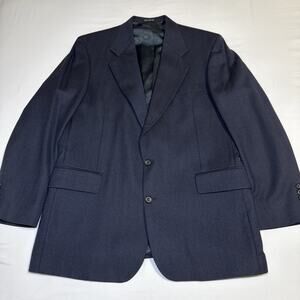 Oscar De La Renta Suit Jacket Blazer Mens 46L Navy Blue 100% Wool Sport Coat EUC